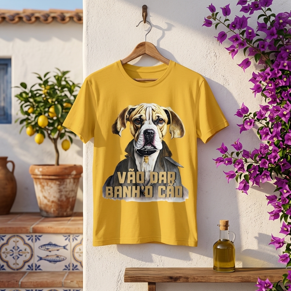Tshirt-Vão dar banh´o cão- Amarela-tamanho L