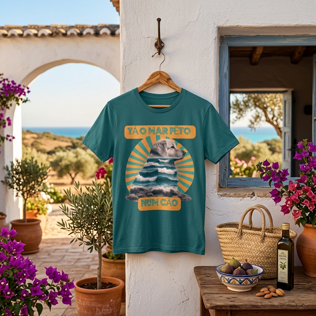 Tshirt-Tá o mar fêto num cão-Verde